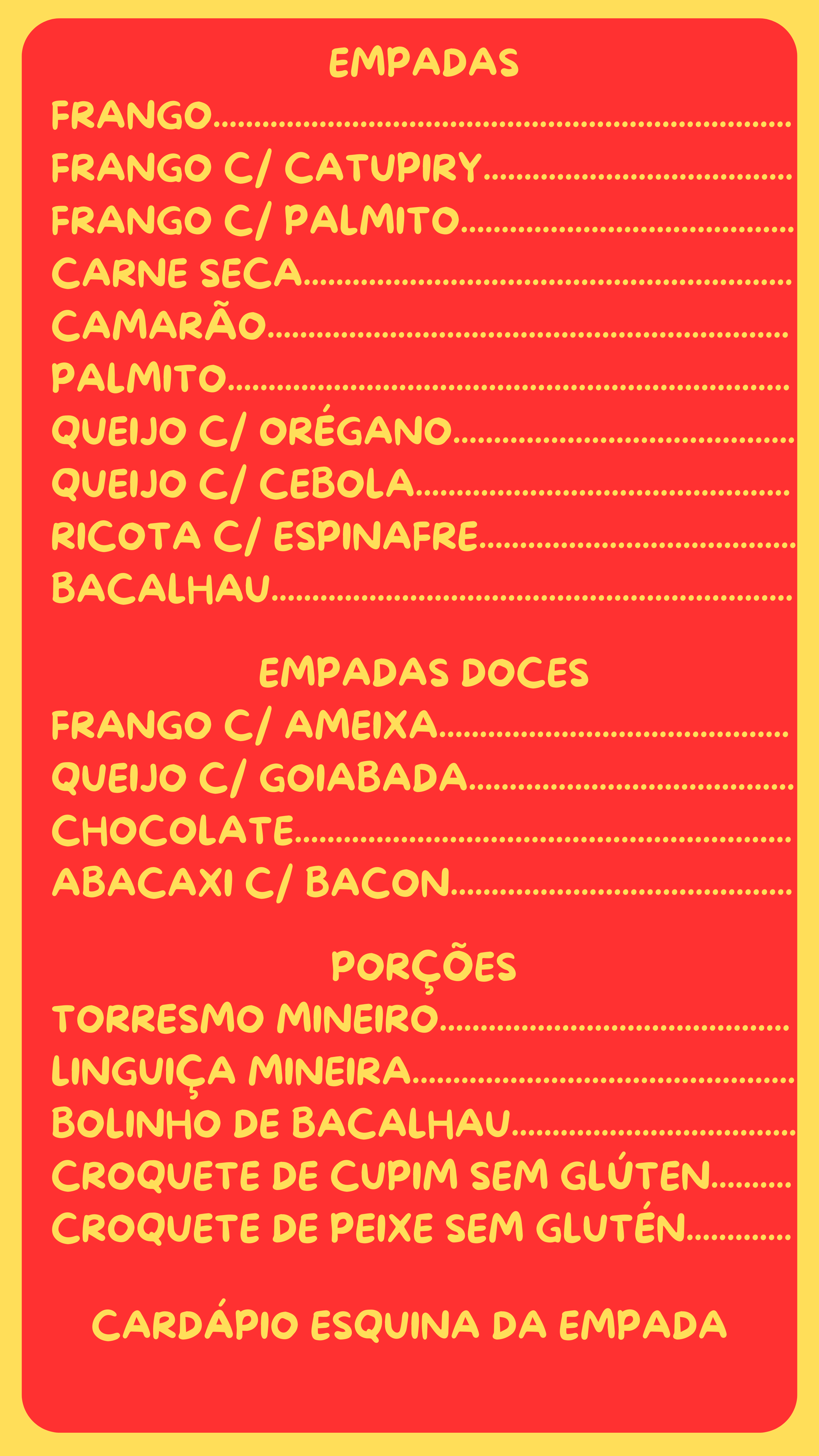 Cardápio Esquina da Empada